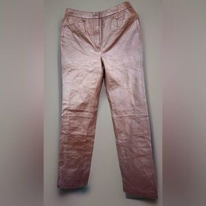 Chadwicks Womens Mid-Rise Brown Leather Pants Front Pockets 4 Tall/28 X 33 NWT